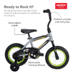 Bicicleta para Niños Rock It Huffy , Ruedas de 12", Mayores de 3 Años, Ruedas de Entrenamiento, Gris - Imagen 7